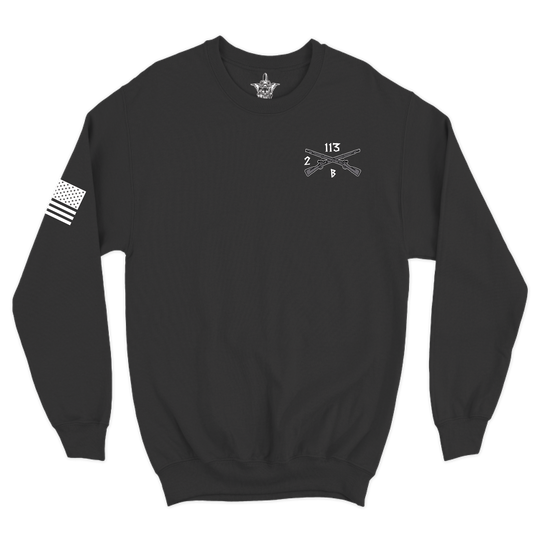 1st PLT, B Co, 2-113 IN V2 w/Flag Crewneck Sweatshirt