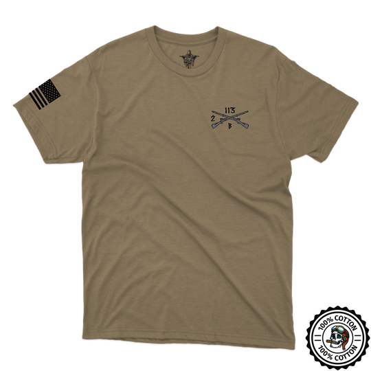 1st PLT, B Co, 2-113 IN V2 w/Flag Tan 499 T-Shirt