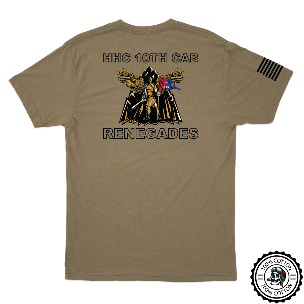 HHC, 10th CAB "Renegades" Tan 499 T-Shirt W/ Flag