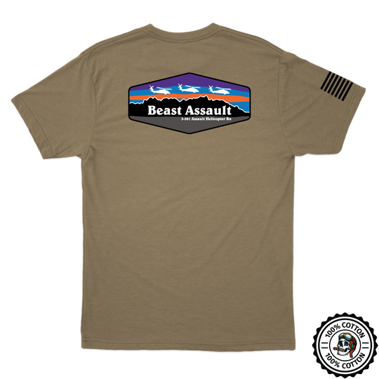 B Co, 3-501 AHB "Beast Assault" Flight Approved T-Shirt Blue