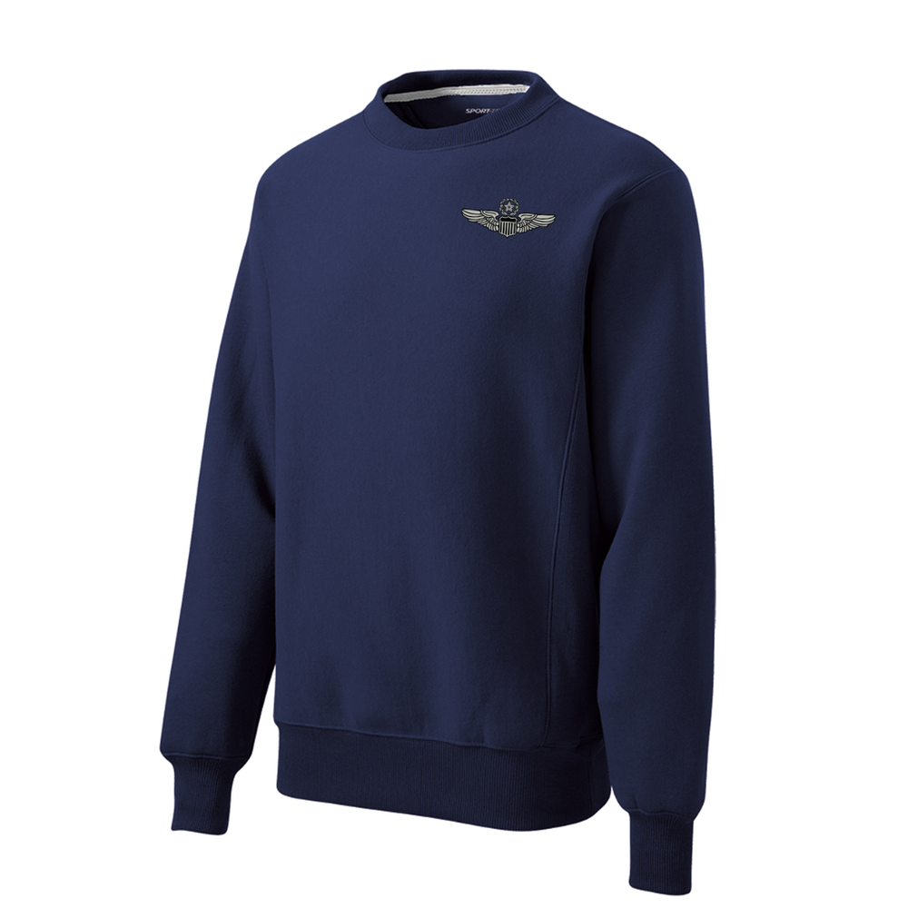 Air Force Command Pilot Wings Badge Embroidered Heavyweight Crewneck Sweatshirt