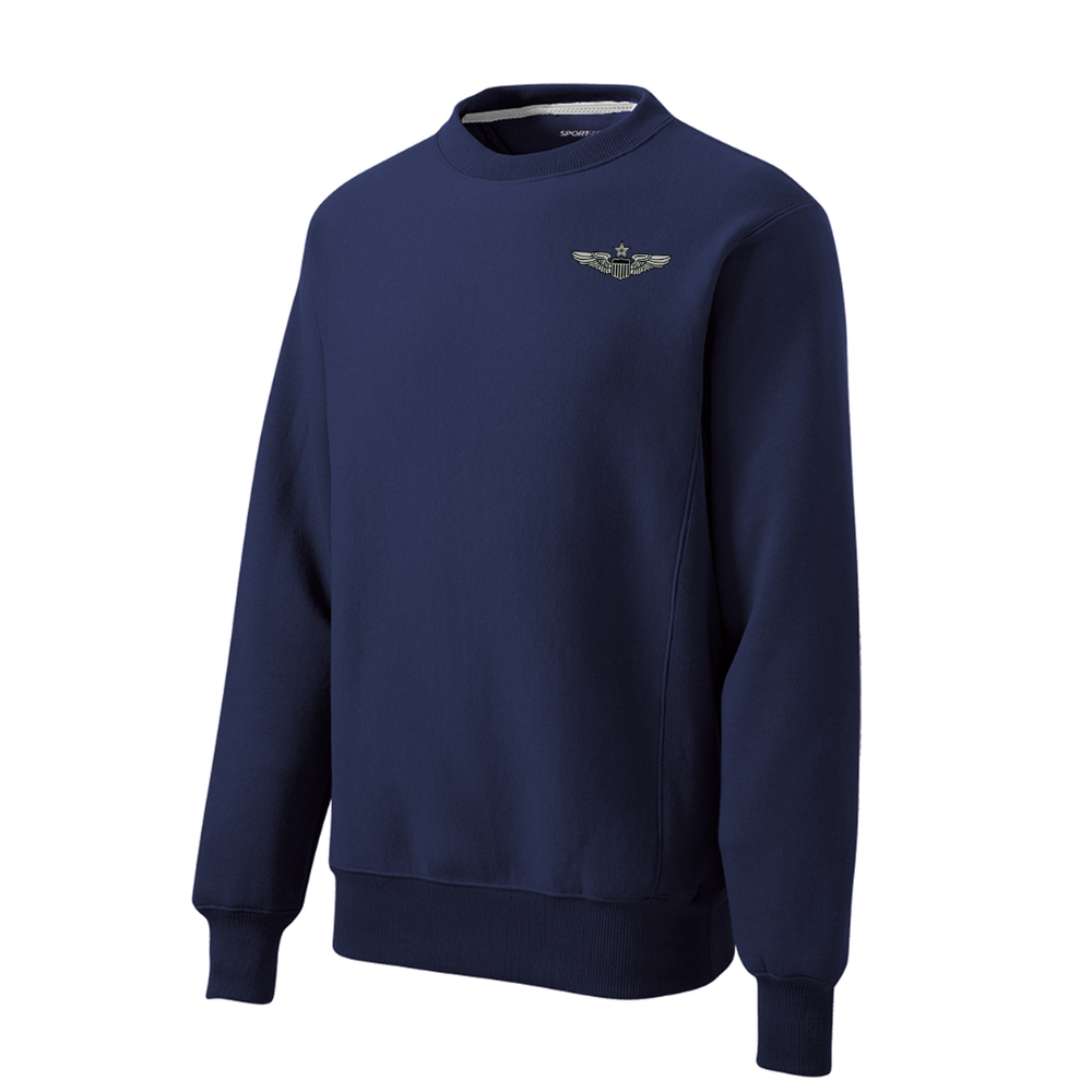 Air Force Senior Pilot Wings Badge Embroidered Heavyweight Crewneck Sweatshirt
