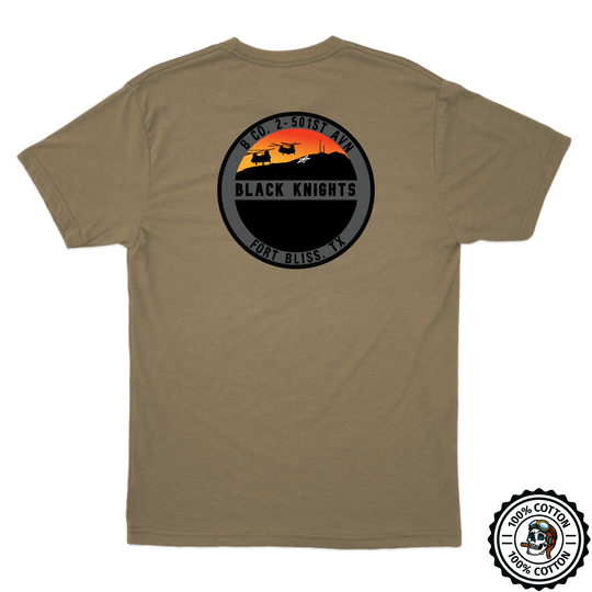 B Co, 2-501 GSAB “Black Knights” V2 Tan 499 T-Shirt