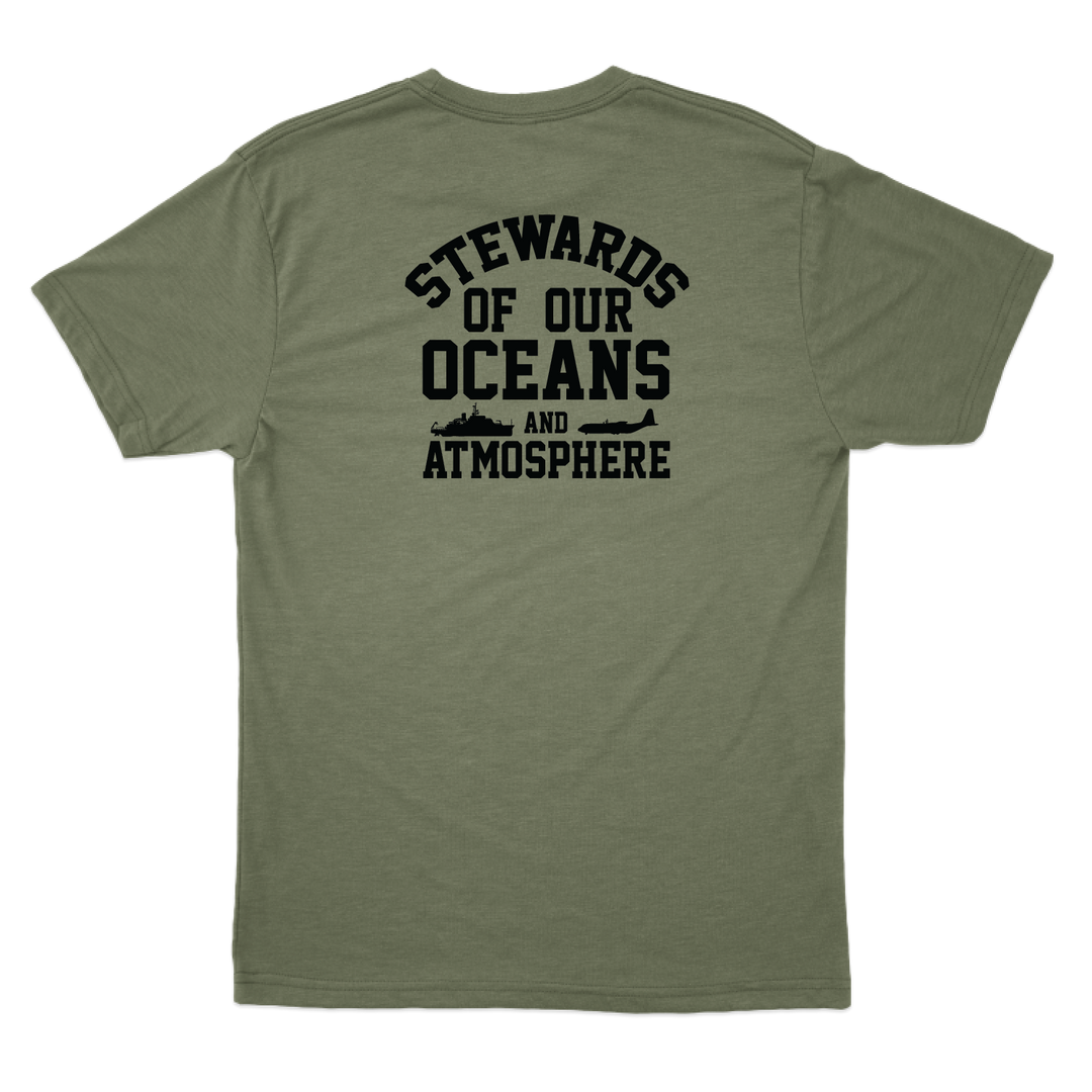BOTC 143 NOAA Print Apparel Mockups_Heather Military Green Tshirt Back.png