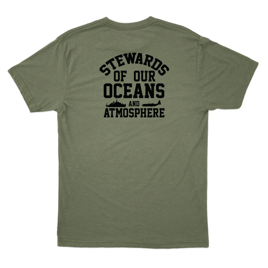 BOTC 143 NOAA Print Apparel Mockups_Heather Military Green Tshirt Back.png