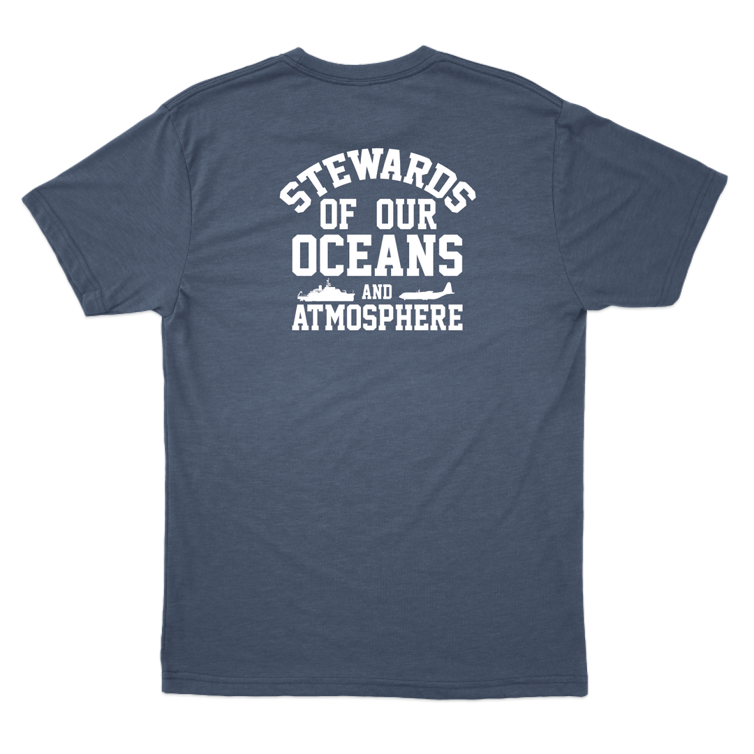 BOTC 143 NOAA Print Apparel Mockups_Heather Navy Blue Tshirt Back.png