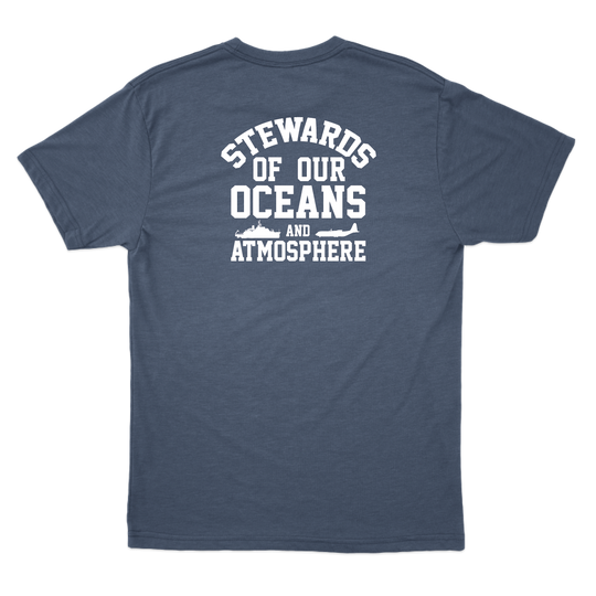 BOTC 143 NOAA Print Apparel Mockups_Heather Navy Blue Tshirt Back.png