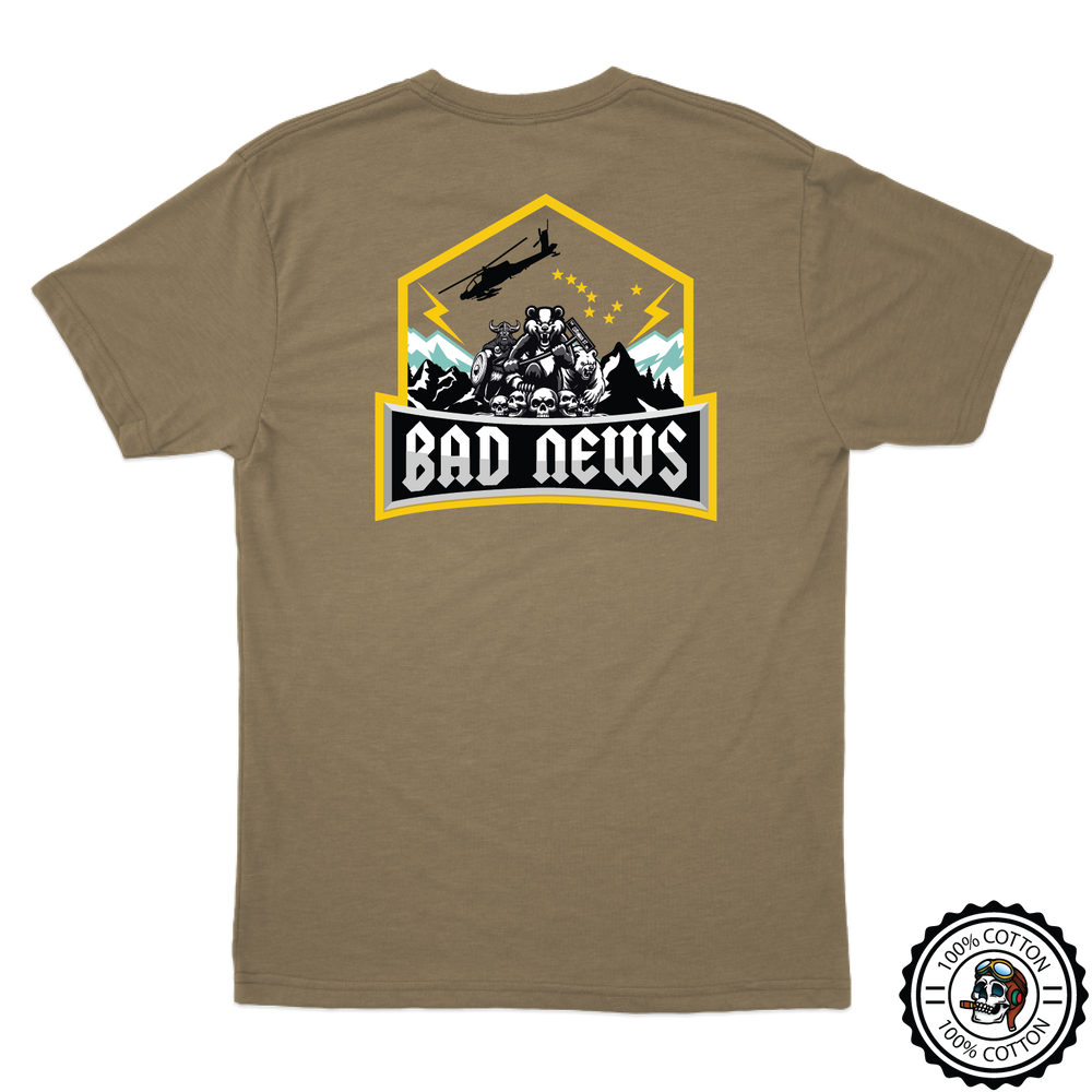 B Co, 1-25 AB “Bad News” V3 Tan 499 T-Shirt