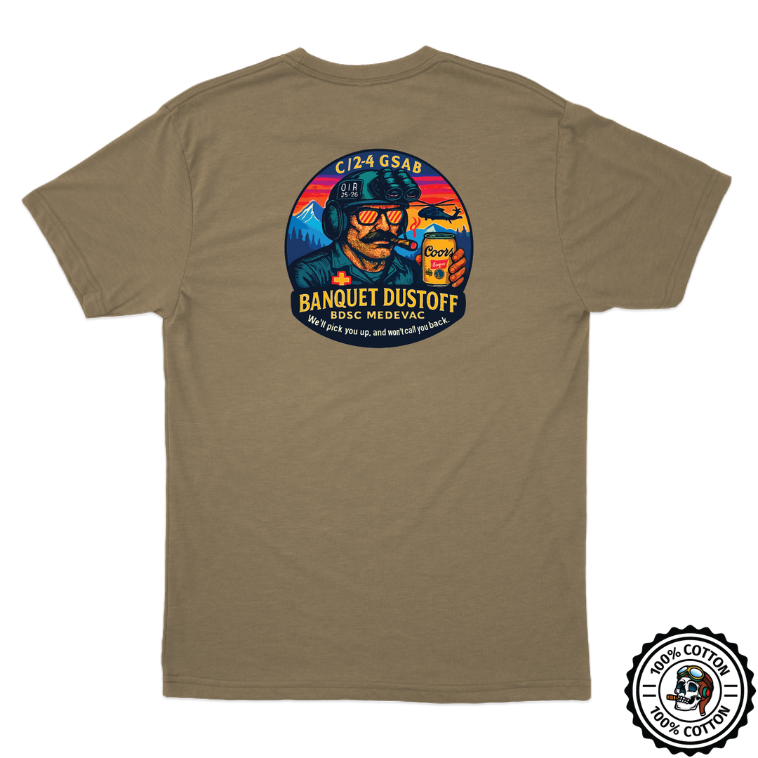 C Co, 2-4 GSAB "Banquet Dustoff" V2 Tan T-Shirt
