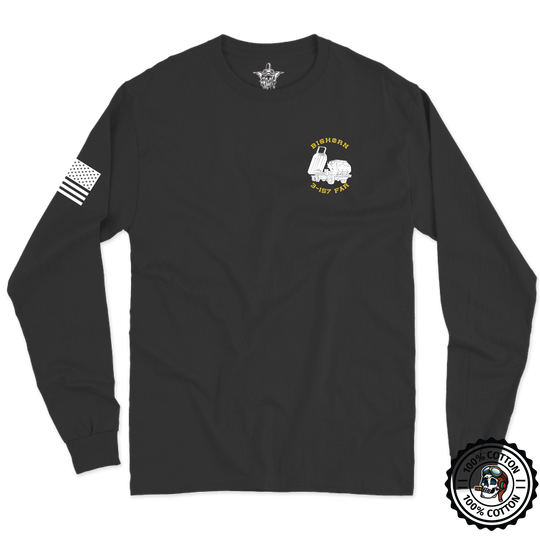 B BTRY, 3-157 FAR "Bighorn" W/ Flag Long Sleeve T-Shirt