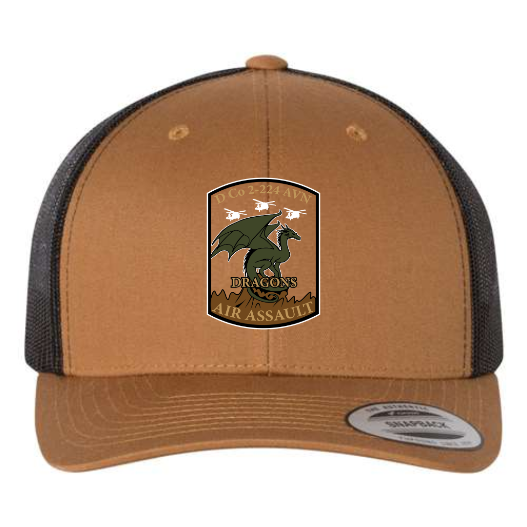 D Co, 2-224 AVN "Dragons" Embroidered Retro Trucker Hats