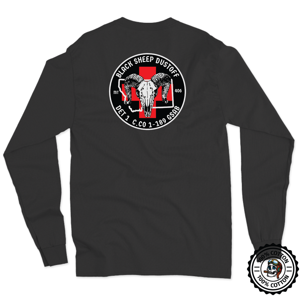 Det 1, C Co, 1-189 GSAB  Black Sheep Dustoff Long Sleeve T-Shirt