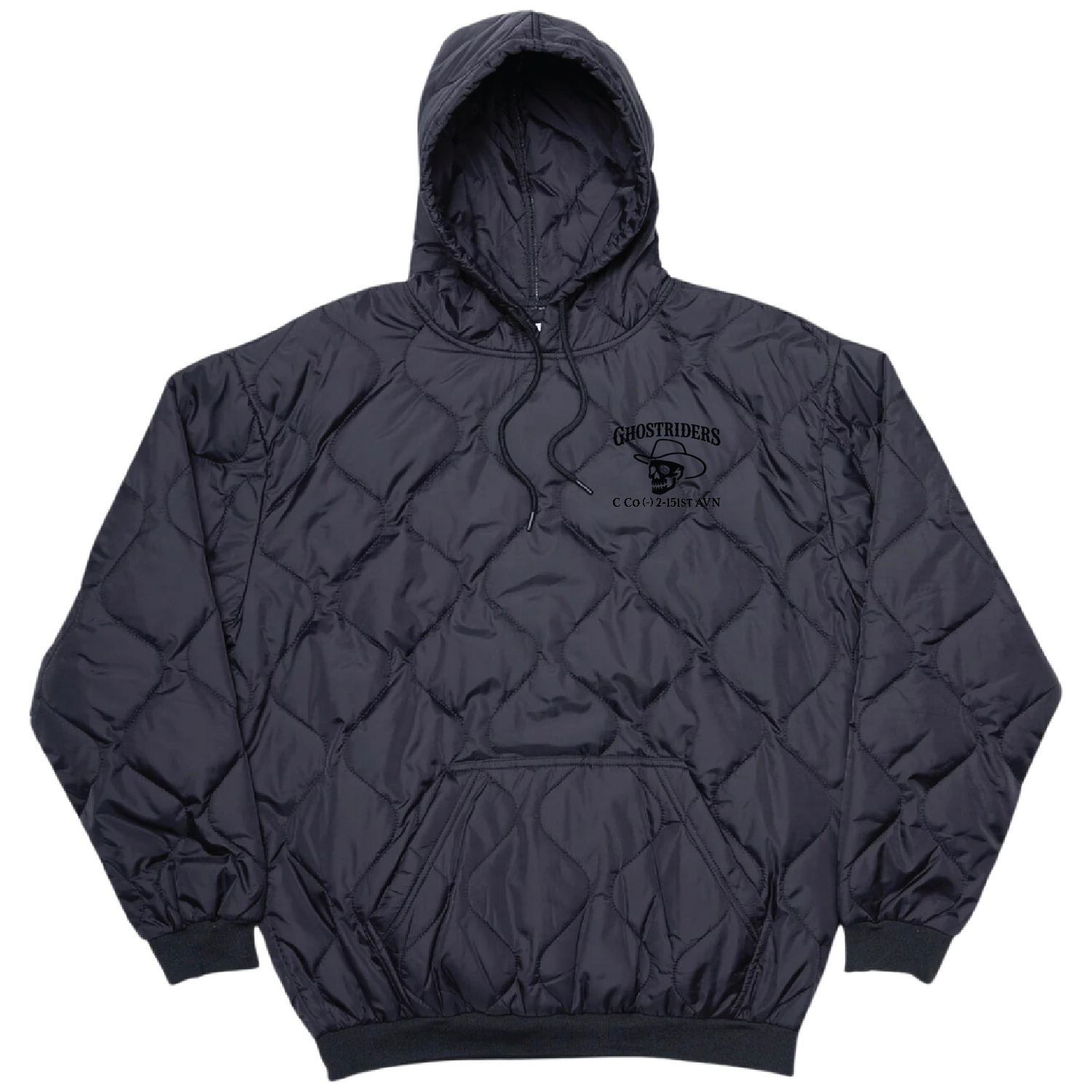 Woobie Hoodie — C Co, 2-151 AVN "Ghostriders" Black Embroidery