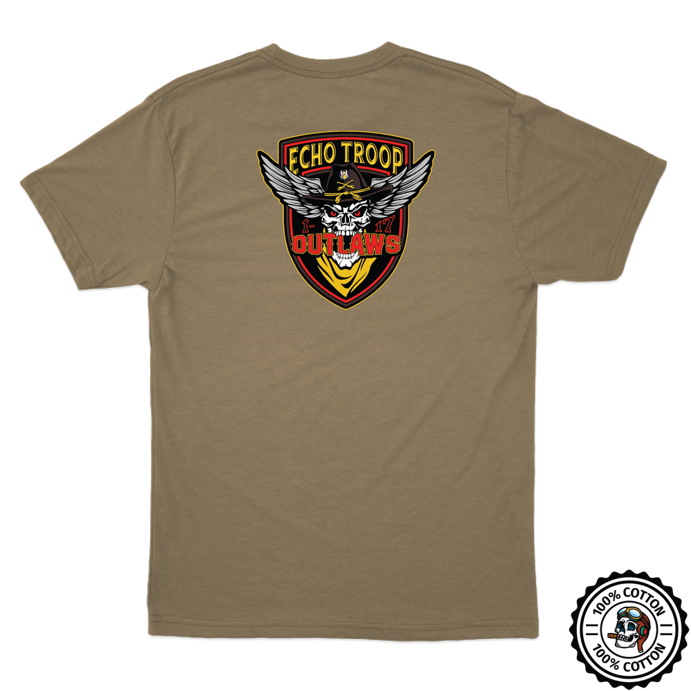 E Troop, 1-17 ACS "Outlaws" Tan 499 T-Shirt