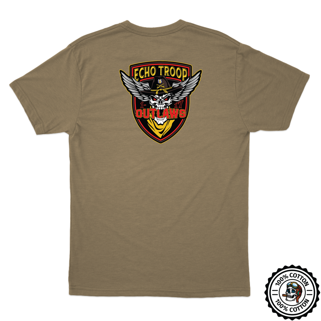 E Troop, 1-17 ACS "Outlaws" Tan 499 T-Shirt