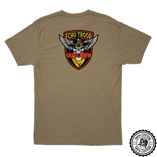 E Troop, 1-17 ACS "Outlaws" Tan 499 T-Shirt