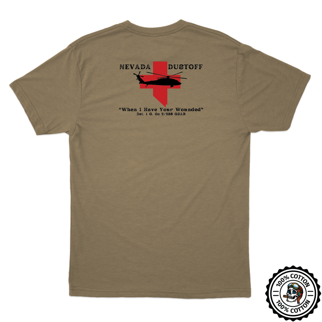 Det 1, G Co, 2-238 GSAB "Wolfpack Dustoff" Tan T-Shirt