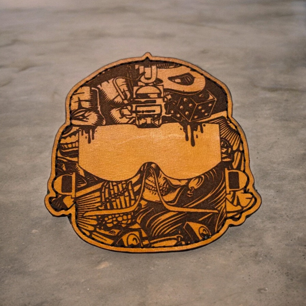 【DISCERNMENT】Simbi Leather Patch Hood HAND SEWN DISTRESSED FLAG LEATHER PATCH HAT - RICHARDSON 112