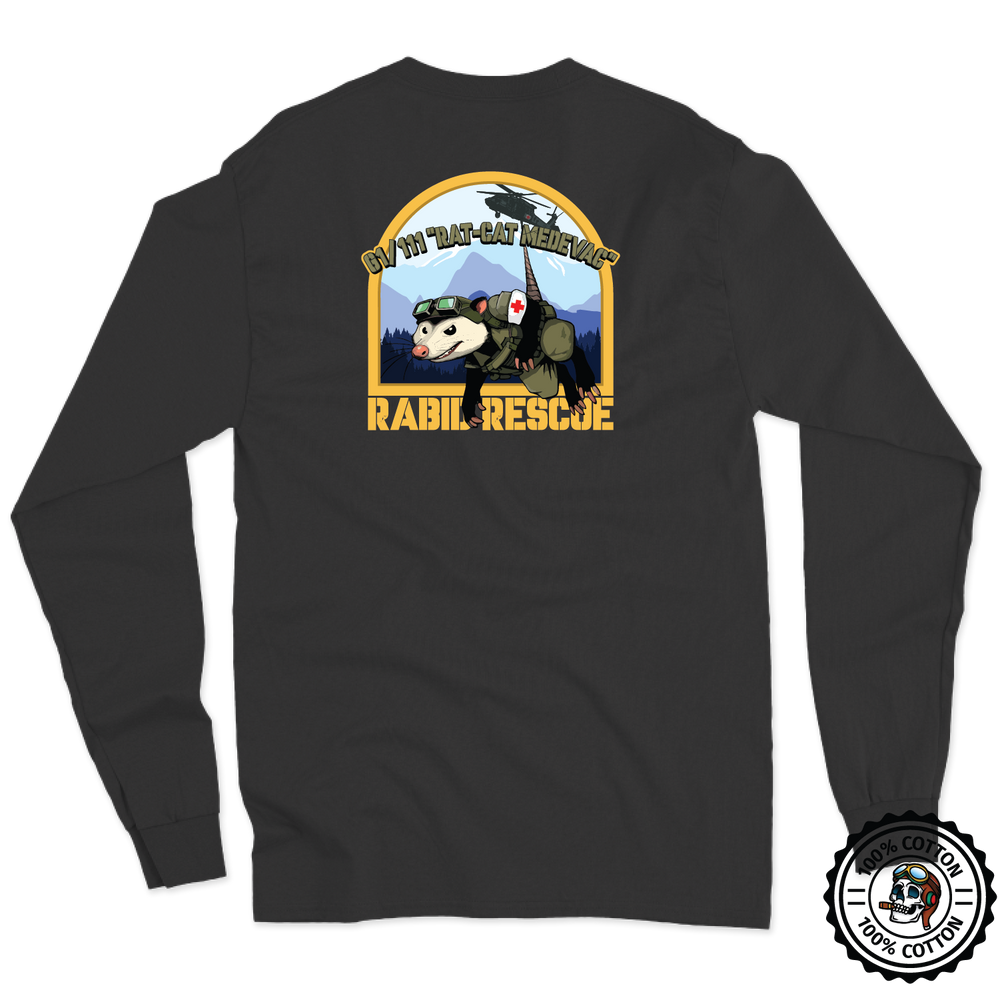 Det 1, G Co, 1-111 AVN "Rat Cat MEDEVAC" Long Sleeve T-Shirt