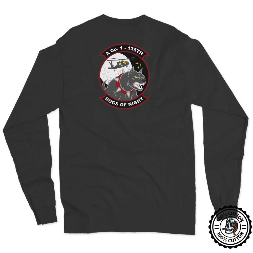 A Co, 1-135th AHB "Dogs of Night" Pilot Long Sleeve T-Shirt