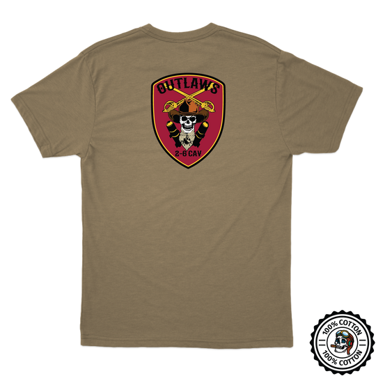 D Co, 2-6 CAV "Outlaws" Tan T-Shirt
