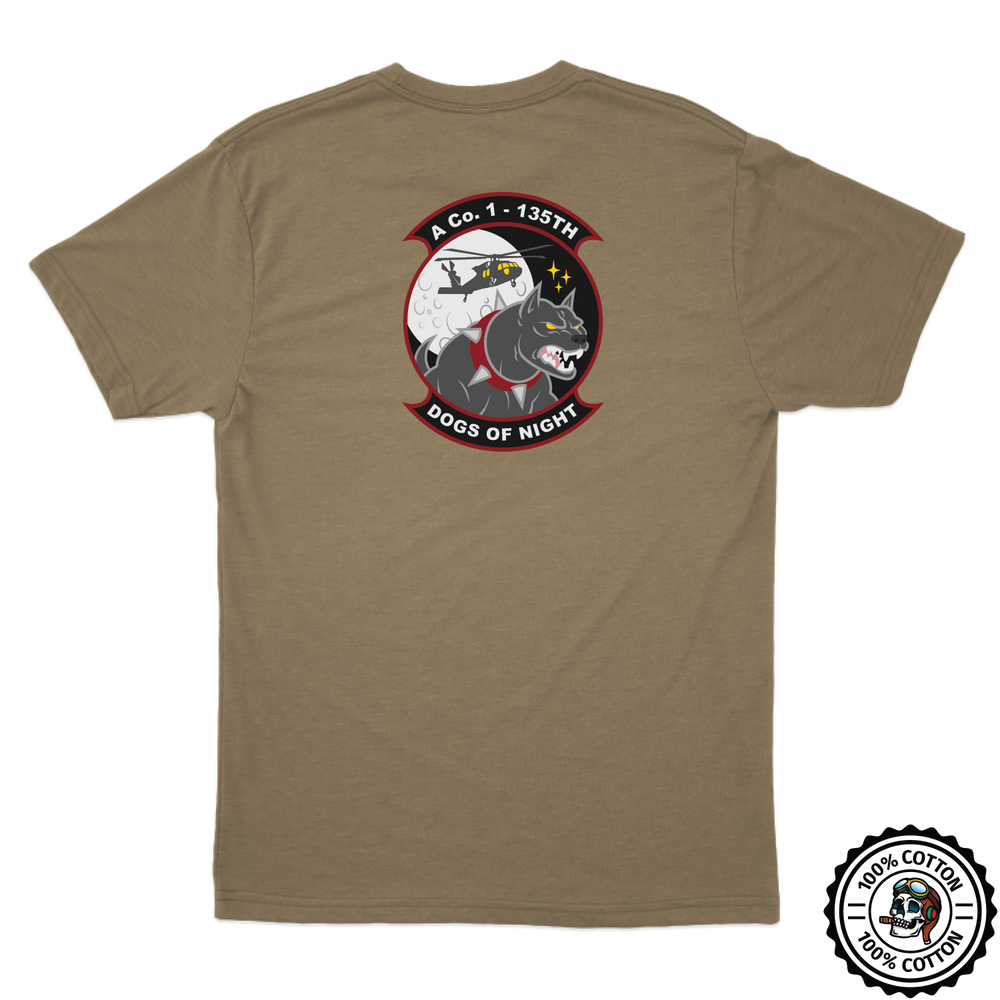 A Co, 1-135th AHB "Dogs of Night" Crew Chief Tan 499 T-Shirt