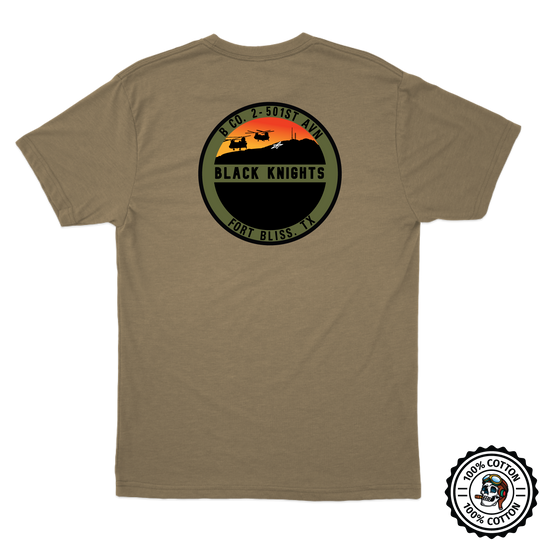 B Co, 2-501 GSAB “Black Knights” V3 Tan 499 T-Shirt