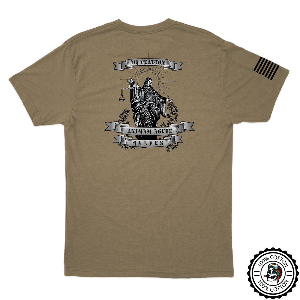 4th Platoon "Reapers" B CO, 1-297 IN Tan 499 T-Shirt