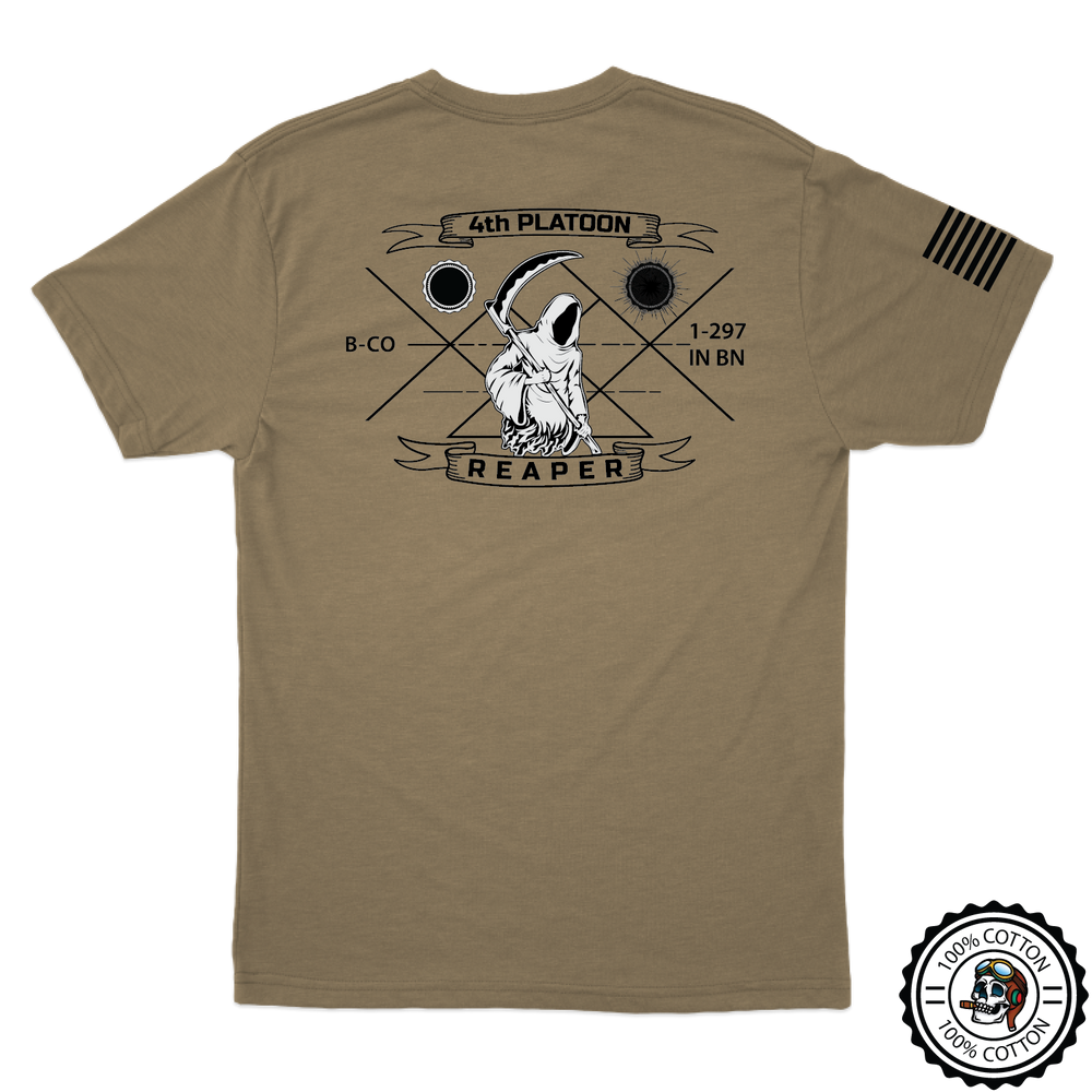 4th Platoon "Reapers" B CO, 1-297 IN V2 Tan 499 T-Shirt