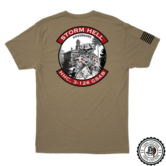 HHC, 3-126 GSAB "Storm Hell" w/Flag Tan 499 T-Shirt