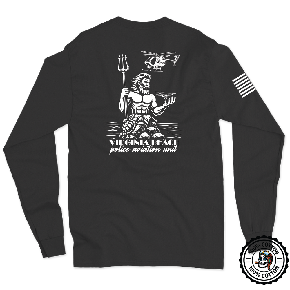 Virginia Beach PD Aviation W/ Flag Long Sleeve T-Shirt