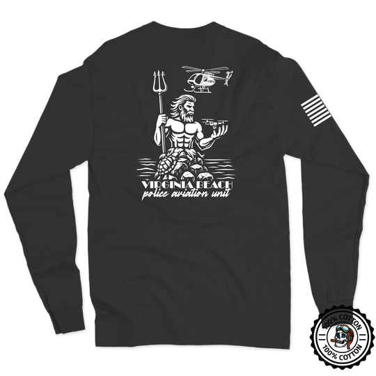 Virginia Beach PD Aviation W/ Flag Long Sleeve T-Shirt